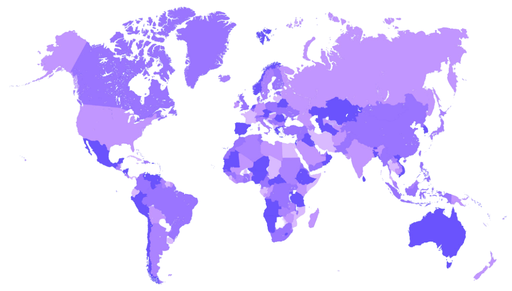 Map Image in varying purple colors