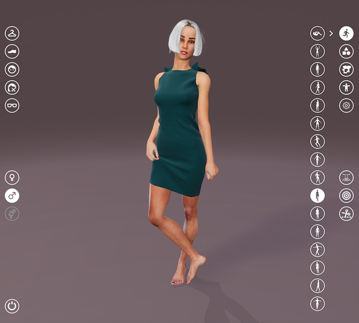 Image of female avatar in a green dress